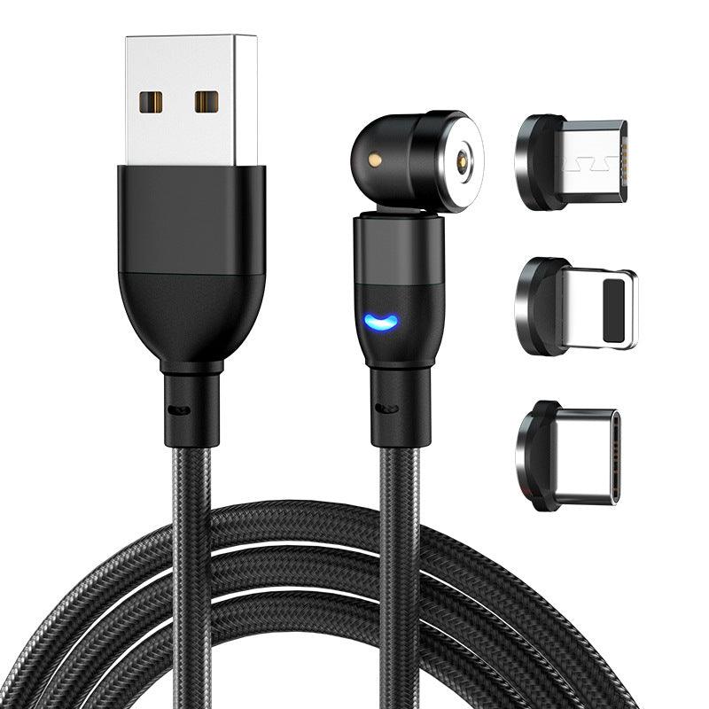 Data Cable 540 Degree Blind Suction Round Magnetic Charging Cable Three-in-one Bent Magnetic Cable - SmartStore.PT