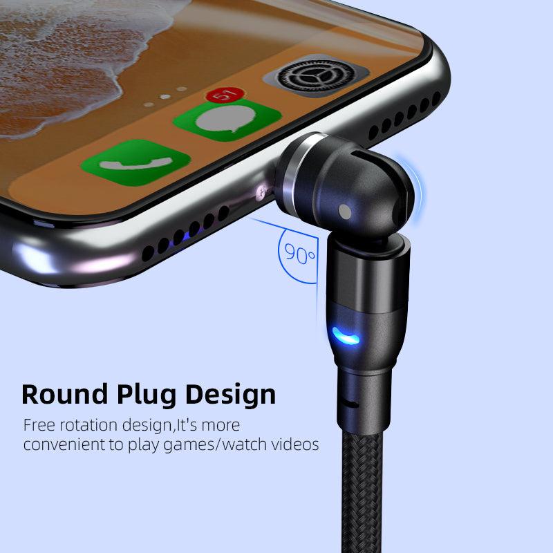 Data Cable 540 Degree Blind Suction Round Magnetic Charging Cable Three-in-one Bent Magnetic Cable - SmartStore.PT