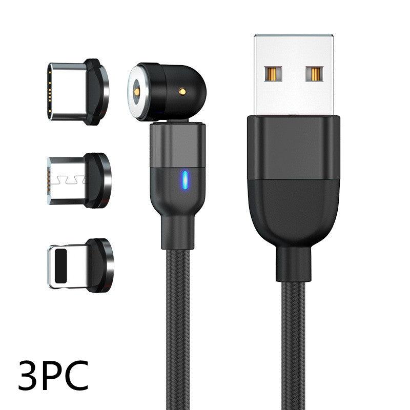 Data Cable 540 Degree Blind Suction Round Magnetic Charging Cable Three-in-one Bent Magnetic Cable - SmartStore.PT